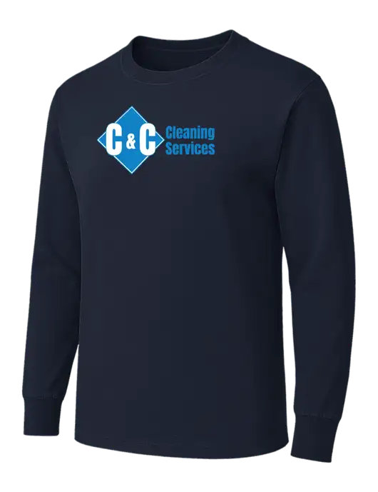 Dark Navy Heavyweight Long Sleeve 6.1 oz T-Shirt w/C & C Cleaning Services Logo