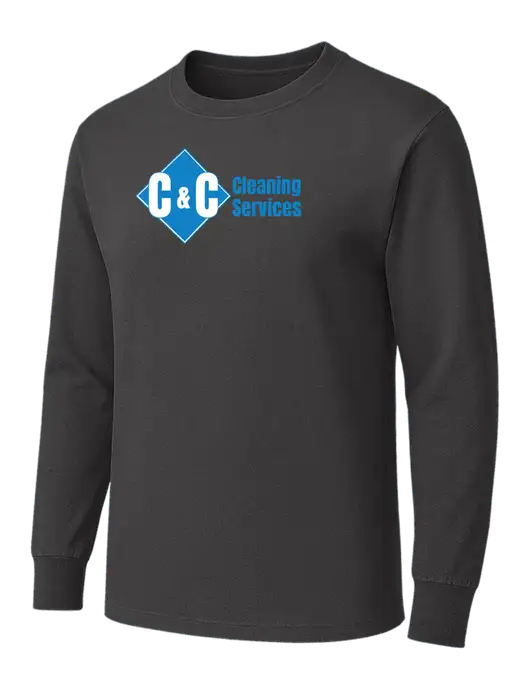 Charcoal Heavyweight Long Sleeve 6.1 oz T-Shirt w/C & C Cleaning Services Logo